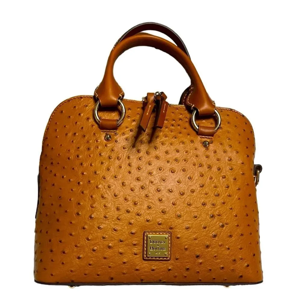 Dooney & Bourke Ostrich Cameron Satchel STYLE BOSTR1076CAKR Color Caramel